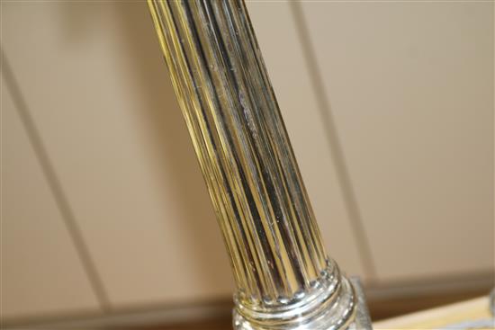 A 20th century silver plated corinthian column table lamp, overall height 57cm.